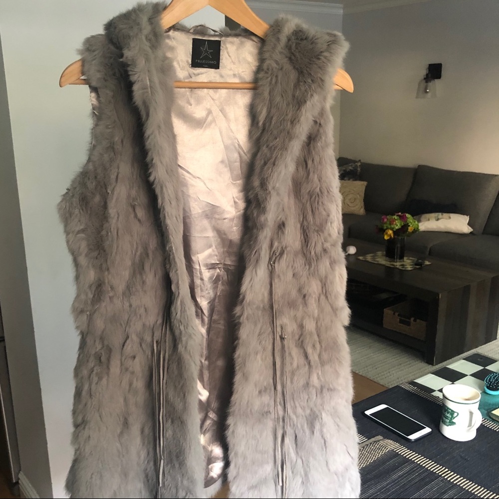 Grey Rabbit fur gillet